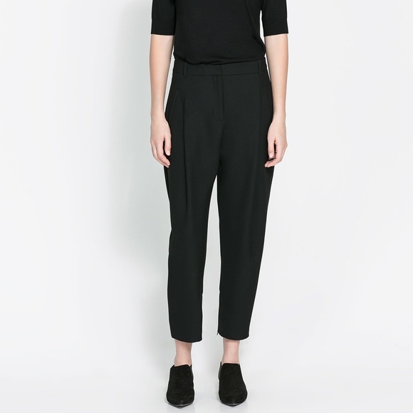 Zara | Pants u0026 Jumpsuits | Zara High Waisted Pleated Black Trousers |  Poshmark